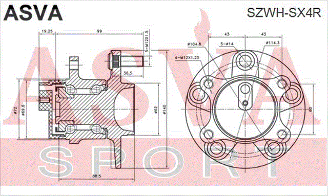СТУПИЦА ЗАДНЯЯ С ДАТЧИКОМ АБС SZWH-SX4R