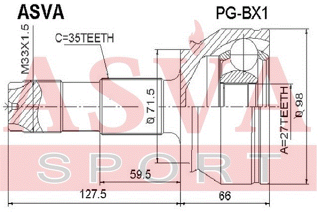 ШРУС НАРУЖНЫЙ 27x72x35 PG-BX1
