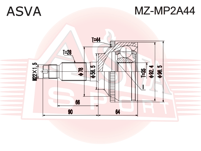ШРУС НАРУЖНЫЙ 35x56.5x38 MZ-MP2A44