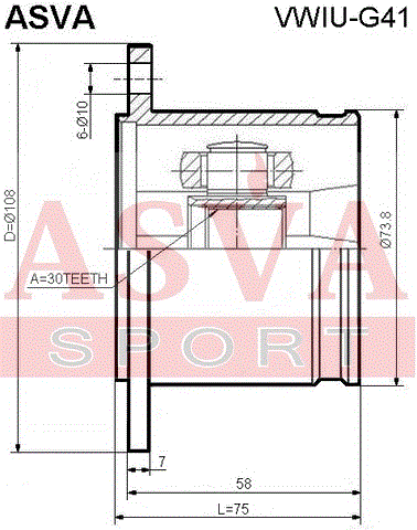 ШРУС ВНУТРЕННИЙ 30x108 (OEM-исполнение) VWIU-G41