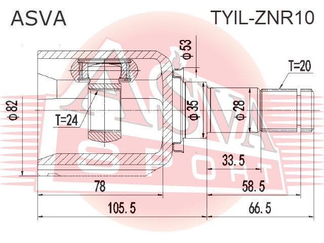 ШРУС ВНУТРЕННИЙ ЛЕВЫЙ 24X35X20 TYIL-ZNR10