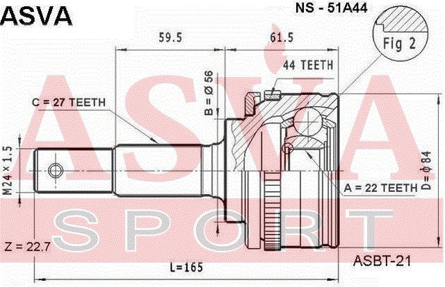 ШРУС НАРУЖНЫЙ 22x56x27 NS-51A44