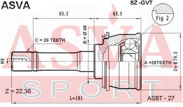 ШРУС НАРУЖНЫЙ 29x48x26 SZ-GVT