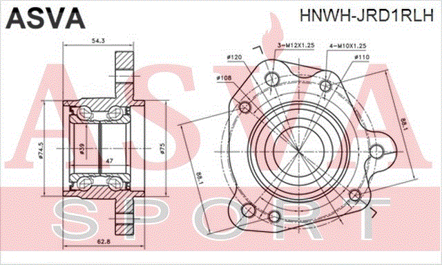 ПОДШИПНИК ЗАДНЕЙ ЛЕВОЙ СТУПИЦЫ HNWH-JRD1RLH