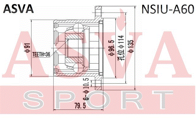ШРУС ВНУТРЕННИЙ 36x135 NSIU-A60