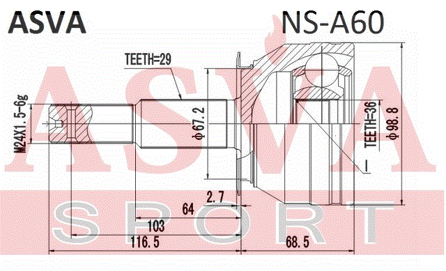 ШРУС НАРУЖНЫЙ 36x29 NS-A60