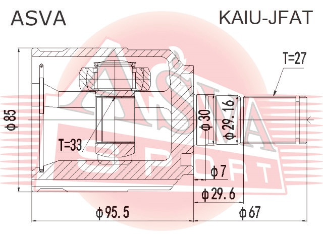 ШРУС ВНУТРЕННИЙ 33Х30Х27 KAIU-JFAT