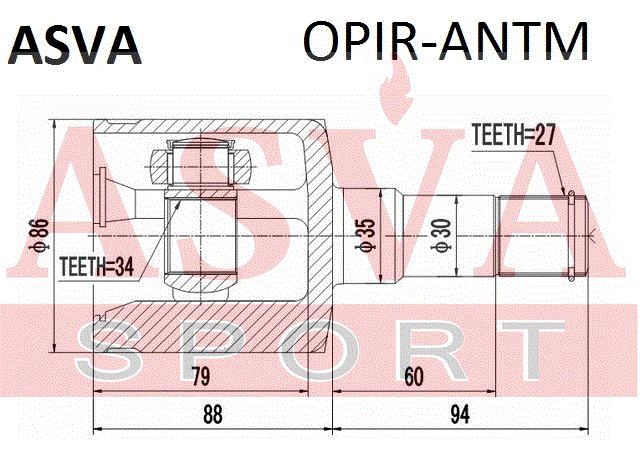 ШРУС ВНУТРЕННИЙ ЛЕВЫЙ 34x35x27 OPIR-ANTM