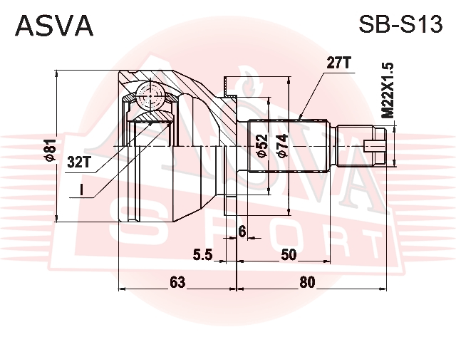 ШРУС НАРУЖНЫЙ 32X52X27 SB-S13
