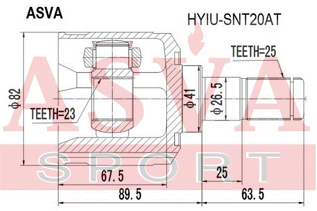 ШРУС ВНУТРЕННИЙ 23x41x25 HYIU-SNT20AT