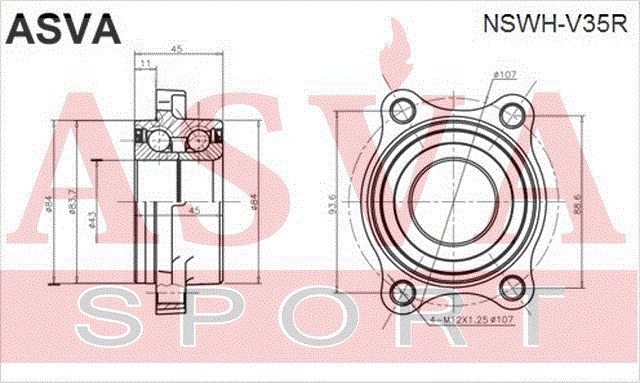 ПОДШИПНИК ЗАДНЕЙ СТУПИЦЫ NSWH-V35R