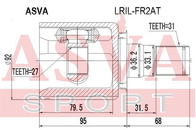 ШРУС ВНУТРЕННИЙ ЛЕВЫЙ 27x36,3x31 LRIL-FR2AT