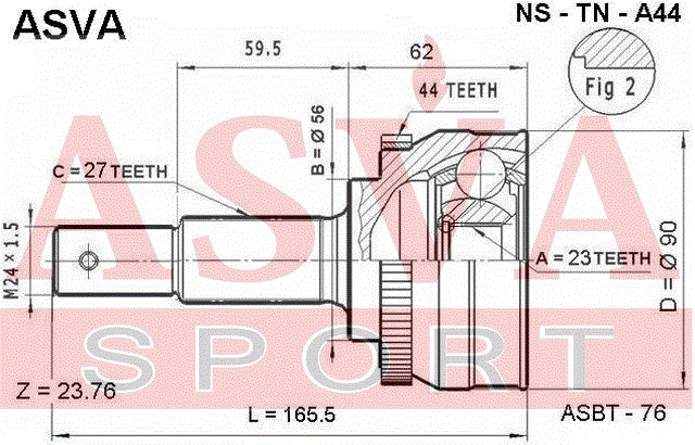 ШРУС НАРУЖНЫЙ 23x56x27 NS-TN-A44