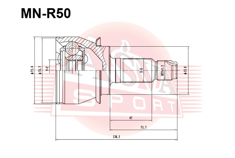 ШРУС НАРУЖНЫЙ 21X54X26 MN-R50