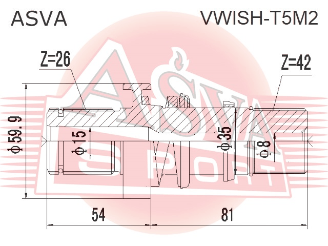 ПОЛУОСЬ ПРАВАЯ VWISH-T5M2