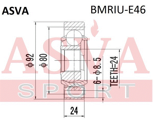 ШРУС ВНУТРЕННИЙ ЗАДНИЙ 24x92 BMRIU-E46