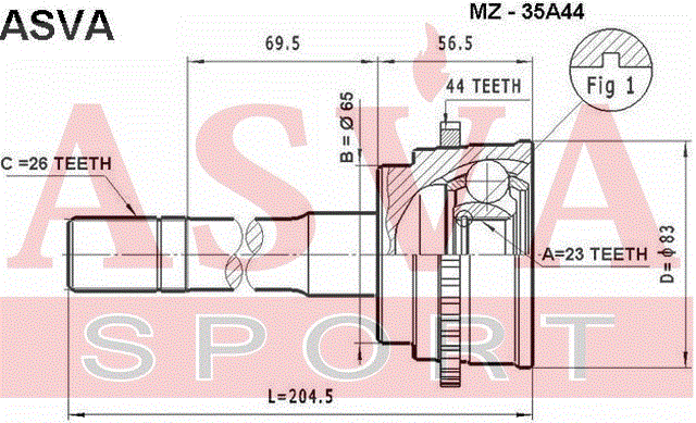 ШРУС НАРУЖНЫЙ 23x65x26 MZ-35A44