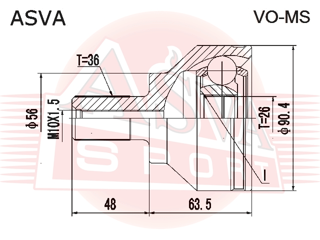 ШРУС НАРУЖНЫЙ 26x56x36 VO-MS