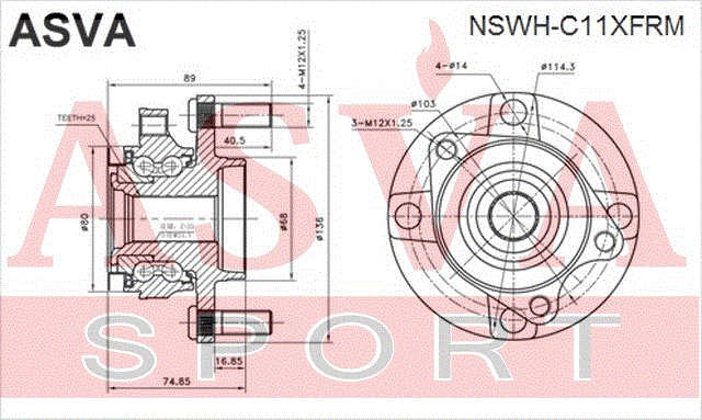СТУПИЦА ПЕРЕДНЯЯ С МАГНИТНЫМ КОЛЬЦОМ АБС NSWH-C11XFRM