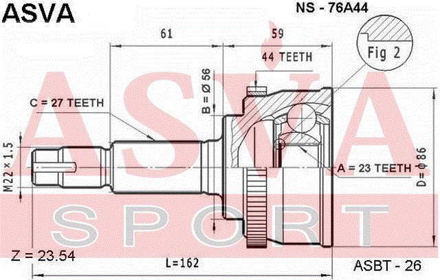 ШРУС НАРУЖНЫЙ 23x56x27 NS-76A44