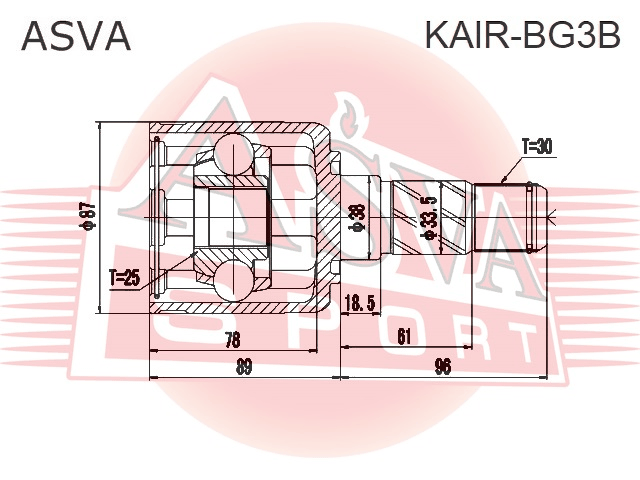 ШРУС ВНУТРЕННИЙ ПРАВЫЙ 25x38x30 KAIR-BG3B