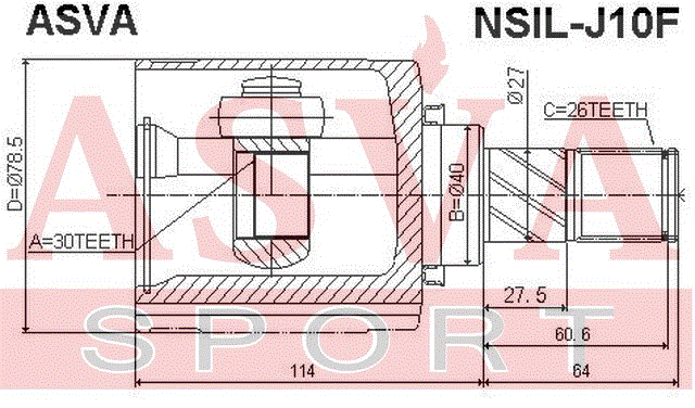 ШРУС ВНУТРЕННИЙ ЛЕВЫЙ 30x40x26 NSIL-J10F