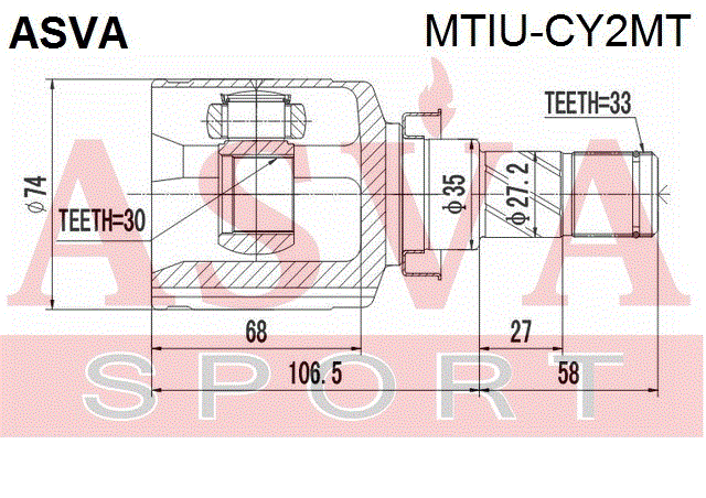 ШРУС ВНУТРЕННИЙ 30X35X33 MTIU-CY2MT