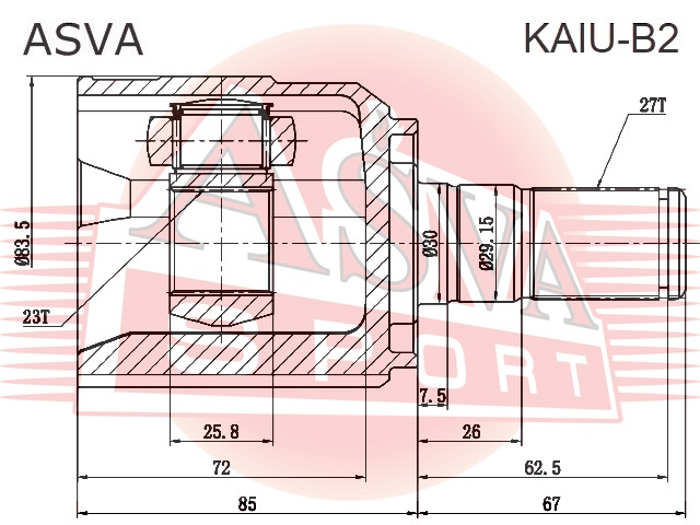 ШРУС ВНУТРЕННИЙ 23x40x27 KAIU-B2