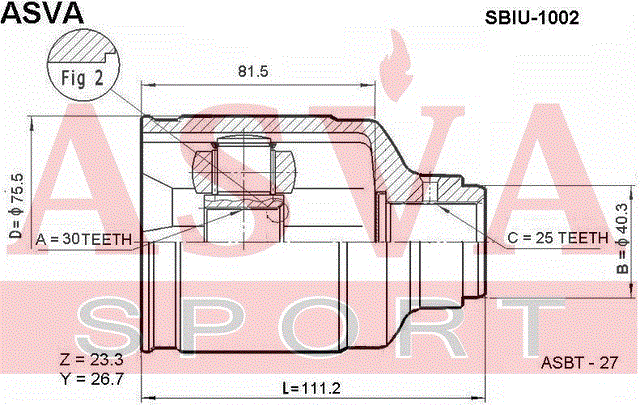 ШРУС ВНУТРЕННИЙ 30x40.3x25 SBIU-1002