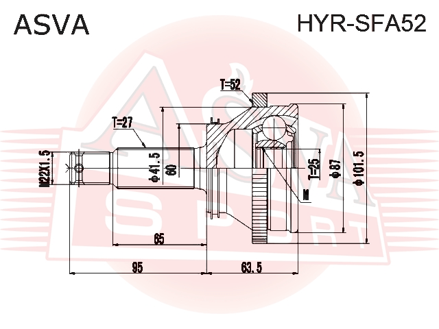 ШРУС НАРУЖНЫЙ 25x60x27 HYR-SFA52