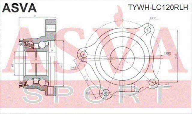 ПОДШИПНИК ЗАДНЕЙ ЛЕВОЙ СТУПИЦЫ TYWH-LC120RLH