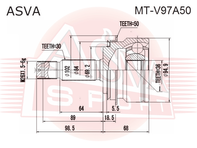 ШРУС НАРУЖНЫЙ 36x69,1x30 MT-V97A50
