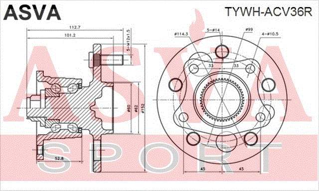 СТУПИЦА ЗАДНЯЯ TYWH-ACV36R