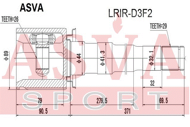 ШРУС ВНУТРЕННИЙ ПРАВЫЙ 26x44x29 LRIR-D3F2