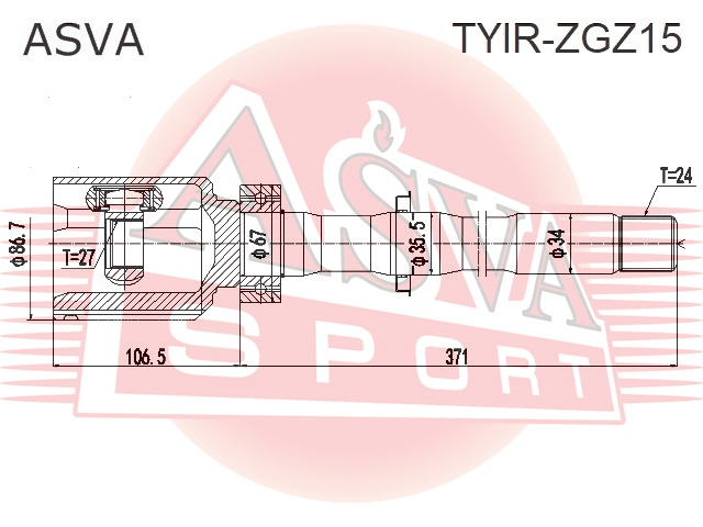 ШРУС ВНУТРЕННИЙ ПРАВЫЙ 27X35.5X24 TYIR-ZGZ15
