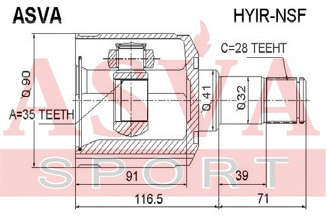 ШРУС ВНУТРЕННИЙ ПРАВЫЙ 35x42x28 (OEM-исполнение) HYIR-NSF