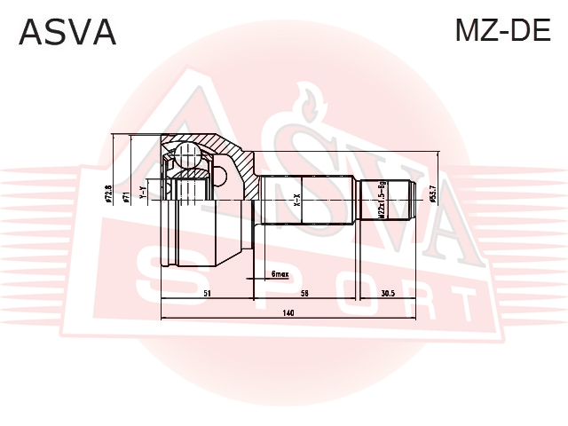 ШРУС НАРУЖНЫЙ 29X53.8X25 MZ-DE