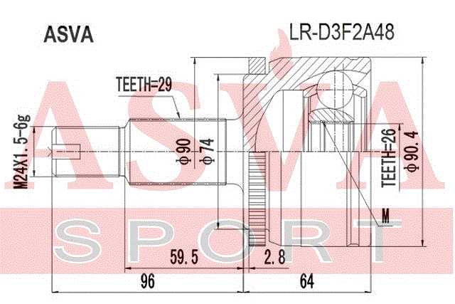 ШРУС НАРУЖНЫЙ 26x74x29 LR-D3F2A48
