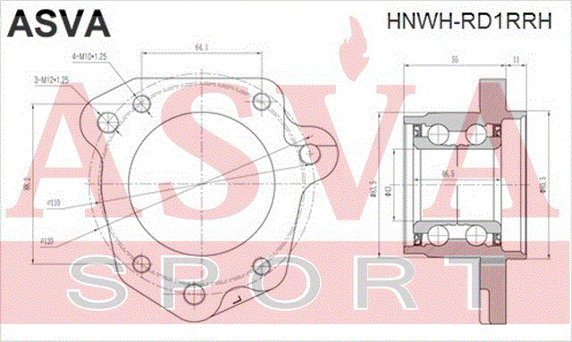 ПОДШИПНИК ЗАДНЕЙ ПРАВОЙ СТУПИЦЫ HNWH-RD1RRH