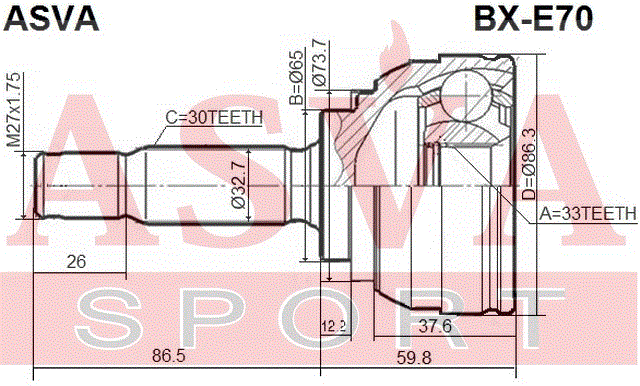 ШРУС НАРУЖНЫЙ 33x65x30 BX-E70