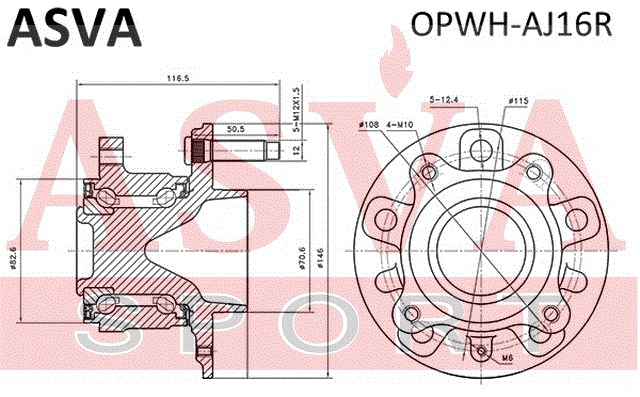 СТУПИЦА ЗАДНЯЯ 5х115 С МАГНИТНЫМ КОЛЬЦОМ АБС OPWH-AJ16R
