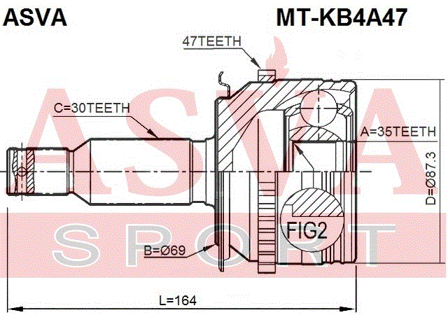 ШРУС НАРУЖНЫЙ 35x69x30 MT-KB4A47