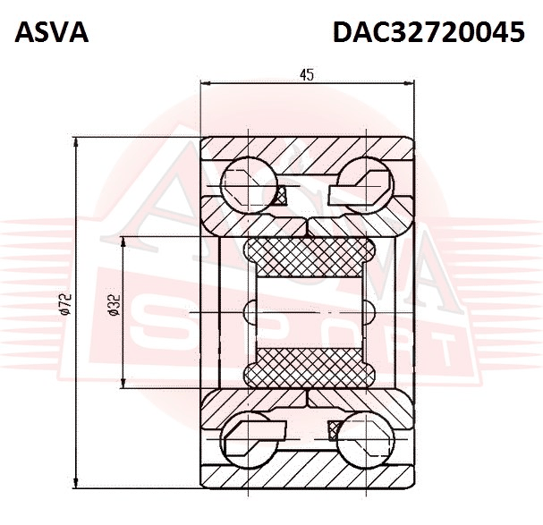 ПОДШИПНИК СТУПИЧНЫЙ УНИВЕРСАЛЬНЫЙ 32Х72Х45 DAC32720045