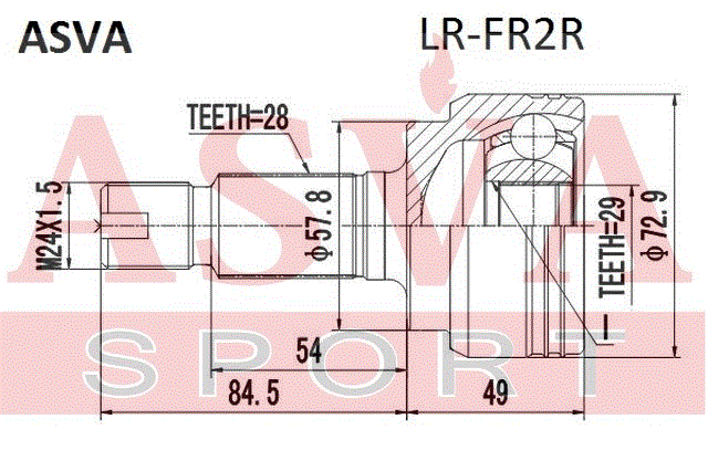ШРУС НАРУЖНЫЙ ЗАДНИЙ 29x58x28 LR-FR2R