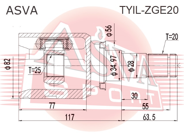 ШРУС ВНУТРЕННИЙ ЛЕВЫЙ 25X35X20 TYIL-ZGE20
