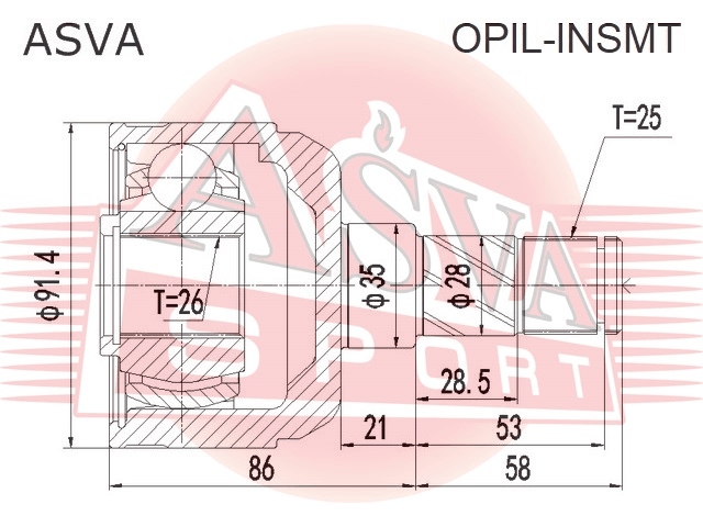 ШРУС ВНУТРЕННИЙ 26x35x25 OPIL-INSMT