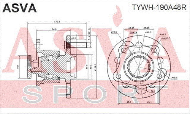 СТУПИЦА ЗАДНЯЯ С КОЛЬЦОМ АБС TYWH-190A48R