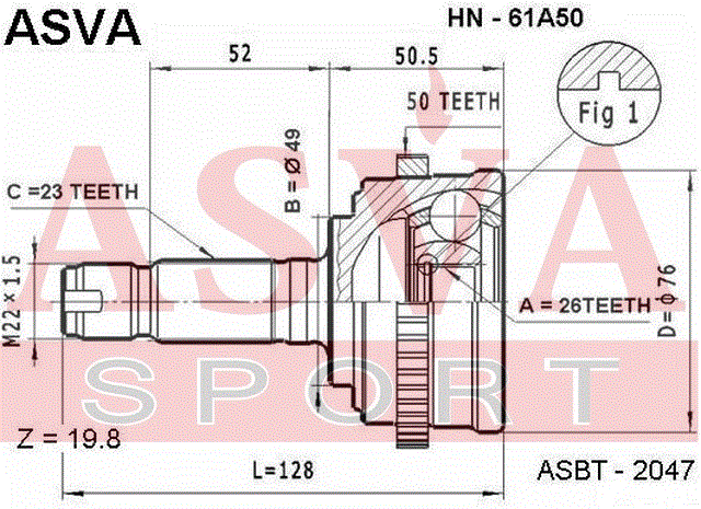 ШРУС НАРУЖНЫЙ 26x49x23 HN-61A50