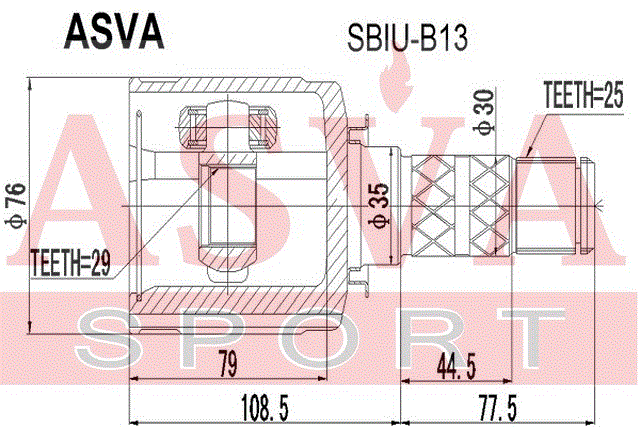 ШРУС ВНУТРЕННИЙ 29x35x25 SBIU-B13