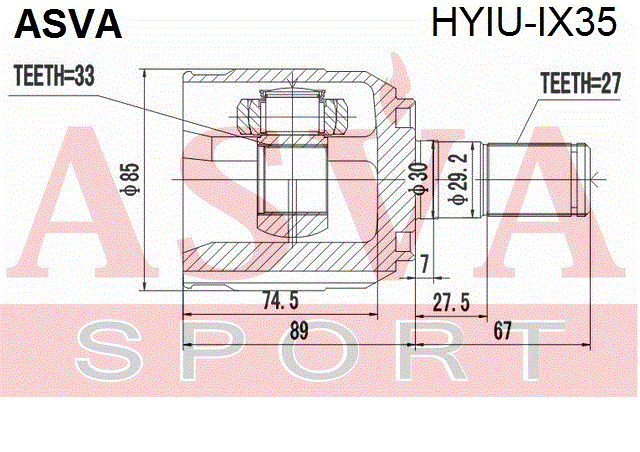 ШРУС ВНУТРЕННИЙ 24x62x27 (OEM-исполнение) HYIU-IX35